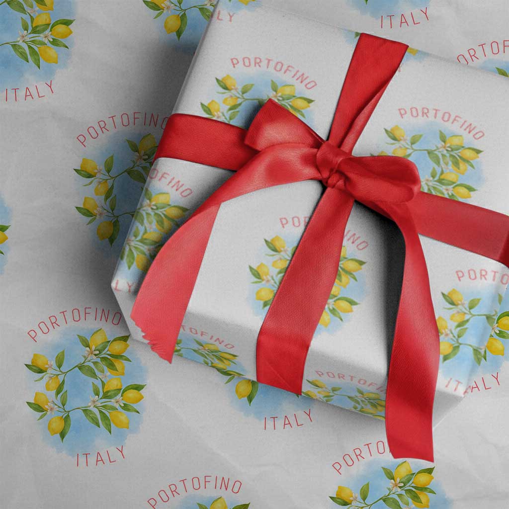 Portofino Italy Lemons Wrapping Paper Roll Vintage Coastal Europe Travel Summer Vibe Aesthetic - Wonder Print Shop