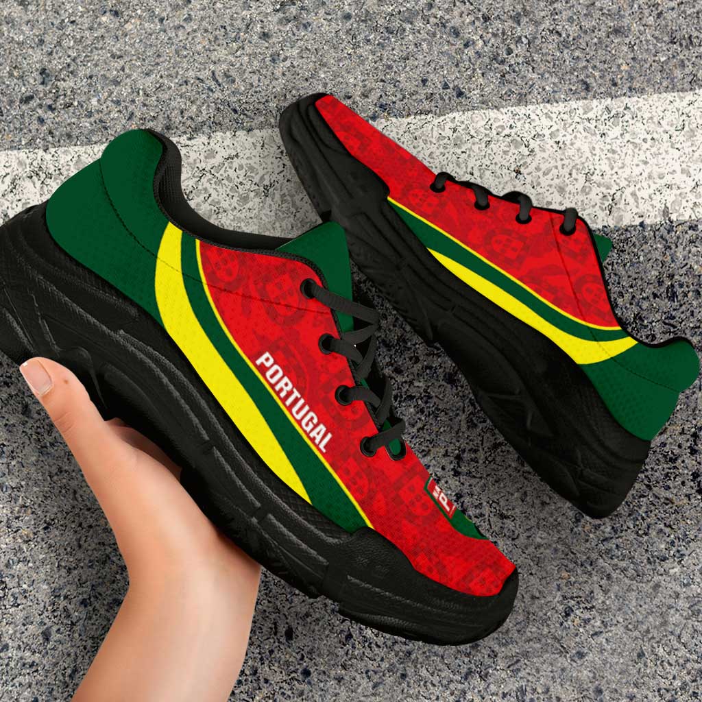 Portugal 2026 Football Chunky Sneakers Selecao das Quinas Grunge Curve Stylized - Wonder Print Shop