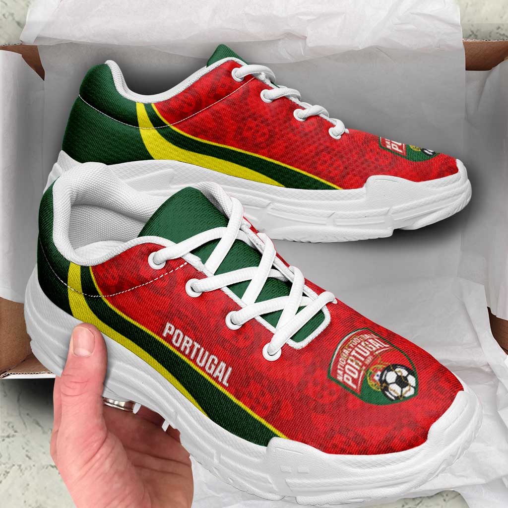 Portugal 2026 Football Chunky Sneakers Selecao das Quinas Grunge Curve Stylized - Wonder Print Shop