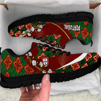 Portugal Football Sneakers Floral Gold Carnation Crest Pattern Gold Accents