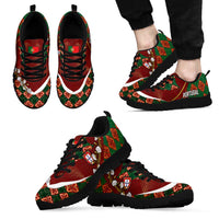 Portugal Football Sneakers Floral Gold Carnation Crest Pattern Gold Accents