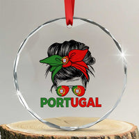 Portugal Messy Bun Girl Pride Portuguese Roots Crystal Glass Ornament