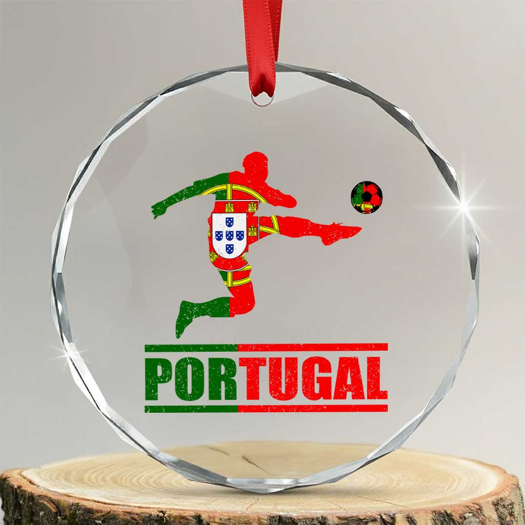 Portugal Soccer Crystal Glass Ornament Portuguese Flag Futebol Football Player - Wonder Print Shop