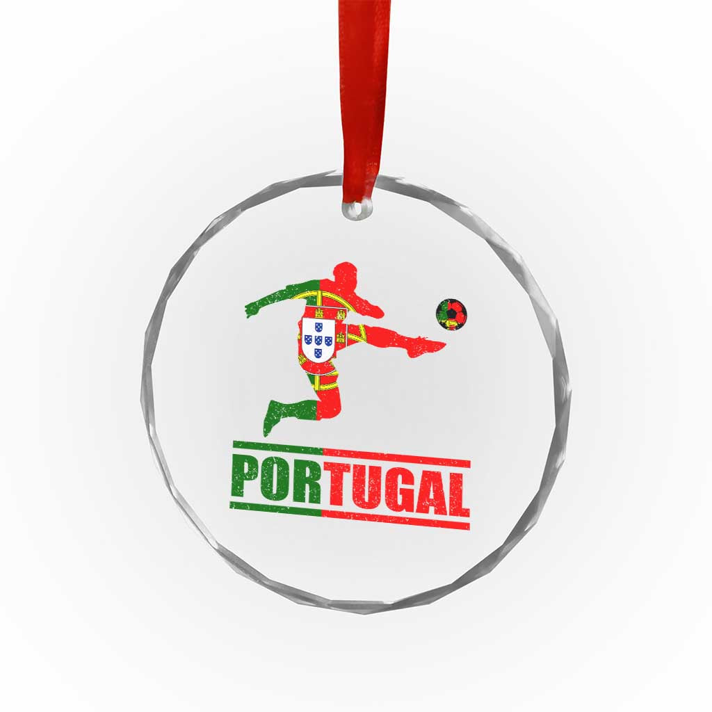 Portugal Soccer Crystal Glass Ornament Portuguese Flag Futebol Football Player - Wonder Print Shop
