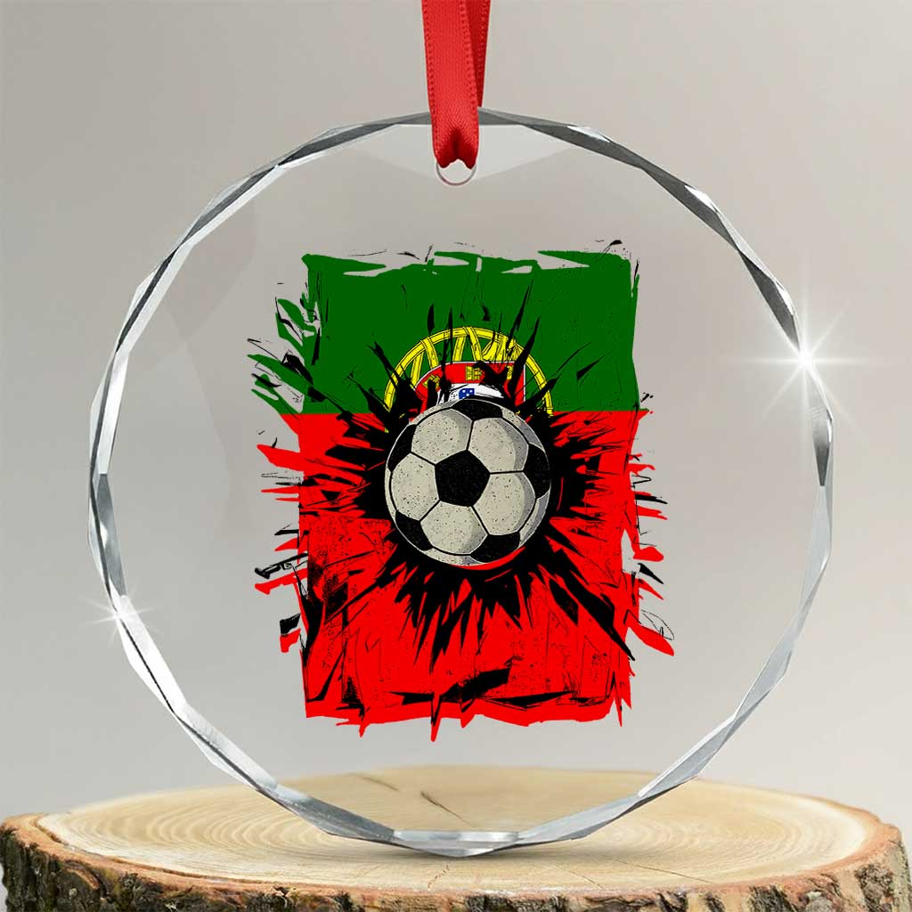 Portugal Soccer Crystal Glass Ornament Portuguese Flag Soccer Ball Futebol - Wonder Print Shop