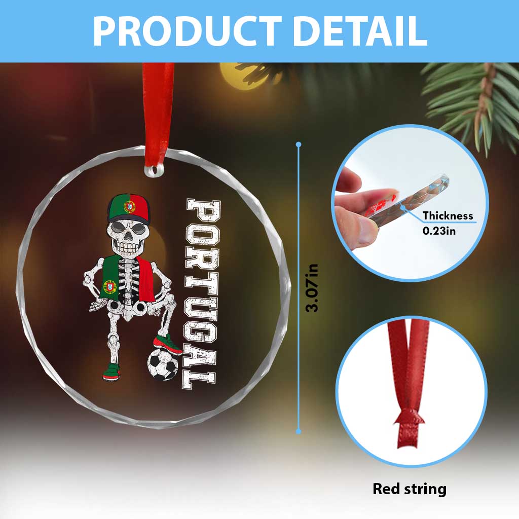 Portugal Soccer Crystal Glass Ornament Skeleton Portuguese Flag Futebol Football Player - Wonder Print Shop