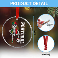 Portugal Soccer Crystal Glass Ornament Skeleton Portuguese Flag Futebol Football Player - Wonder Print Shop