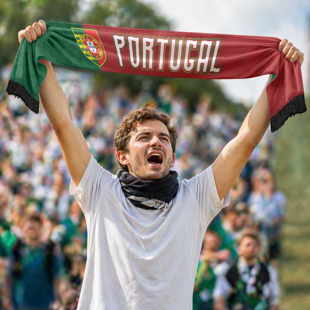 Portuguese Football Personalized Soccer Scarf Wave Pattern Heritage Crest
