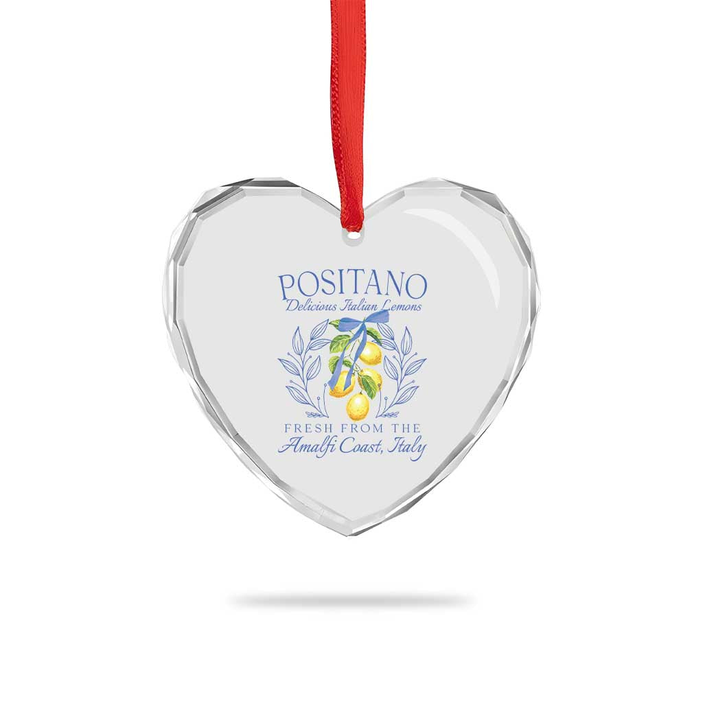 Positano Italy Heart Crystal Glass Ornament Amalfi Coast Italian Lemons Town Italy Vacation - Wonder Print Shop