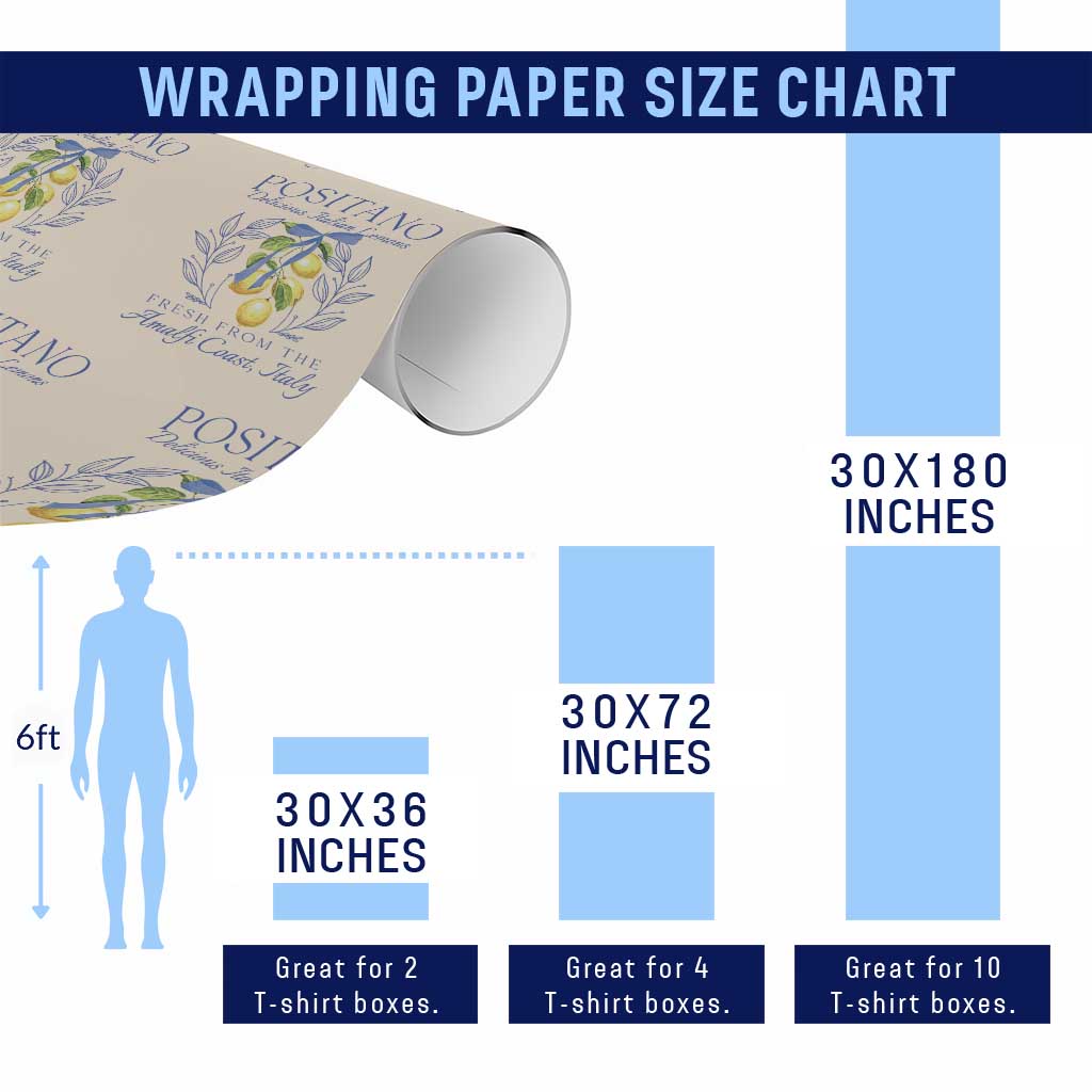 Positano Italy Wrapping Paper Roll Amalfi Coast Italian Lemons Town Italy Vacation - Wonder Print Shop