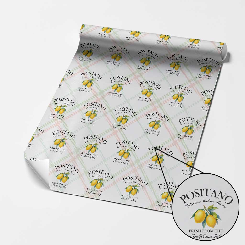 Positano Lemons Wrapping Paper Roll Fresh from the Amalfi Coast Italian Fruit - Wonder Print Shop