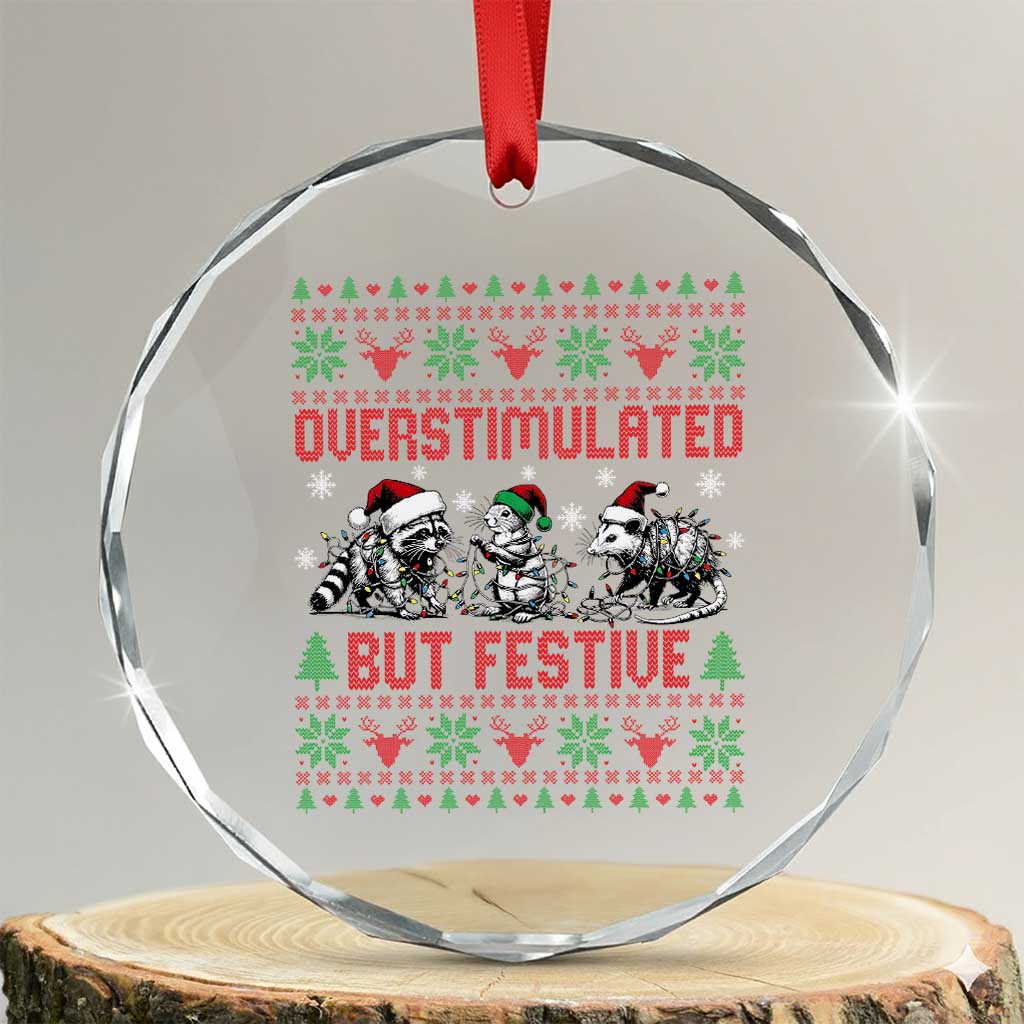 Possum Christmas Crystal Glass Ornament Funny Overstimulated But Festive - Wonder Print Shop