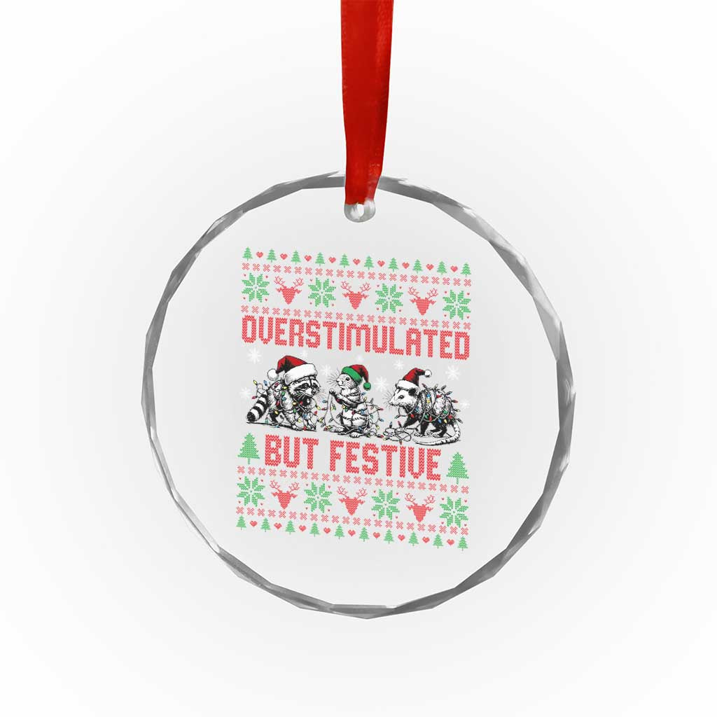 Possum Christmas Crystal Glass Ornament Funny Overstimulated But Festive - Wonder Print Shop