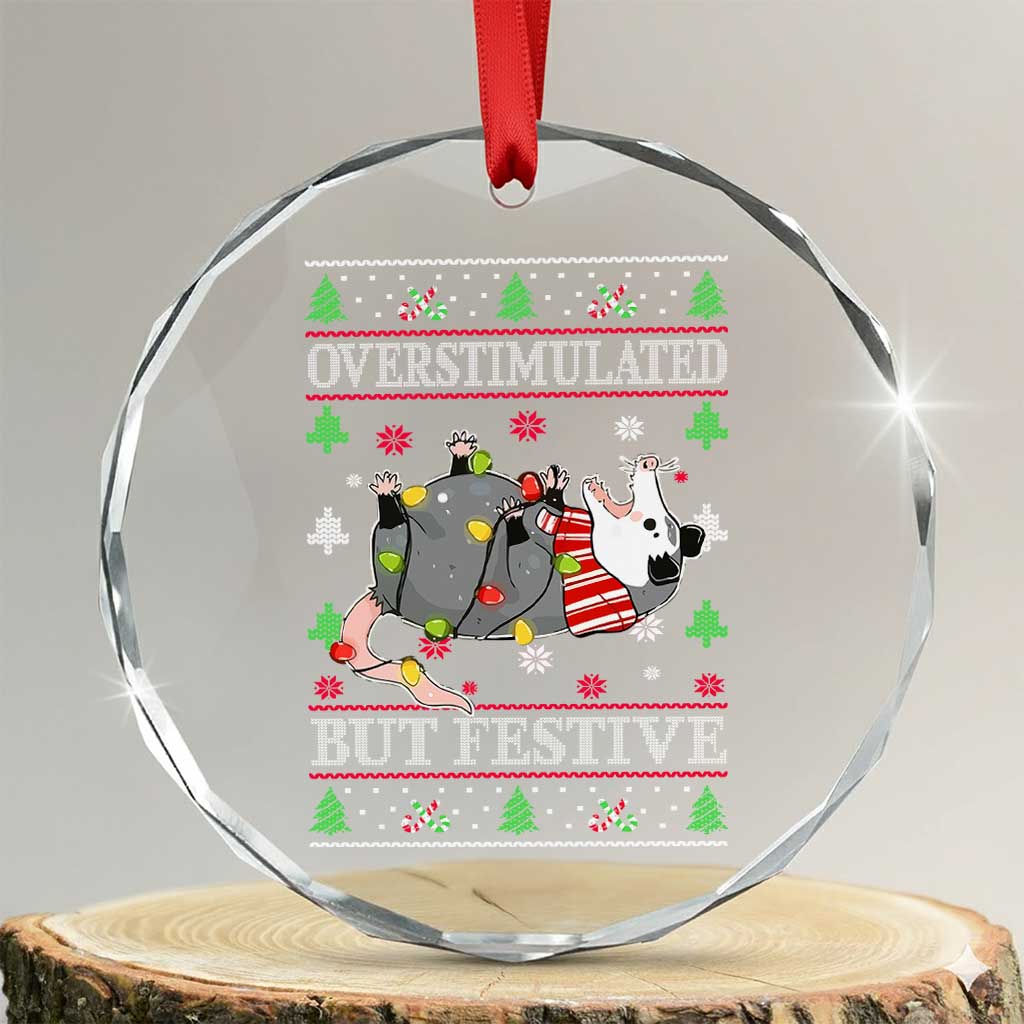 Possum Xmas Crystal Glass Ornament Overstimulated But Festive - Wonder Print Shop