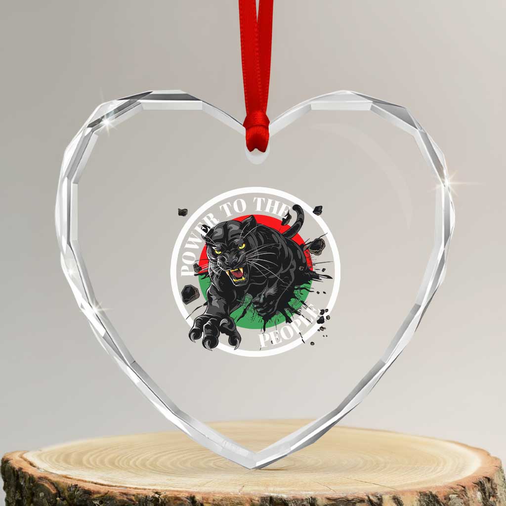 Power To The People Black Panther Party Heart Crystal Glass Ornament Black History Month