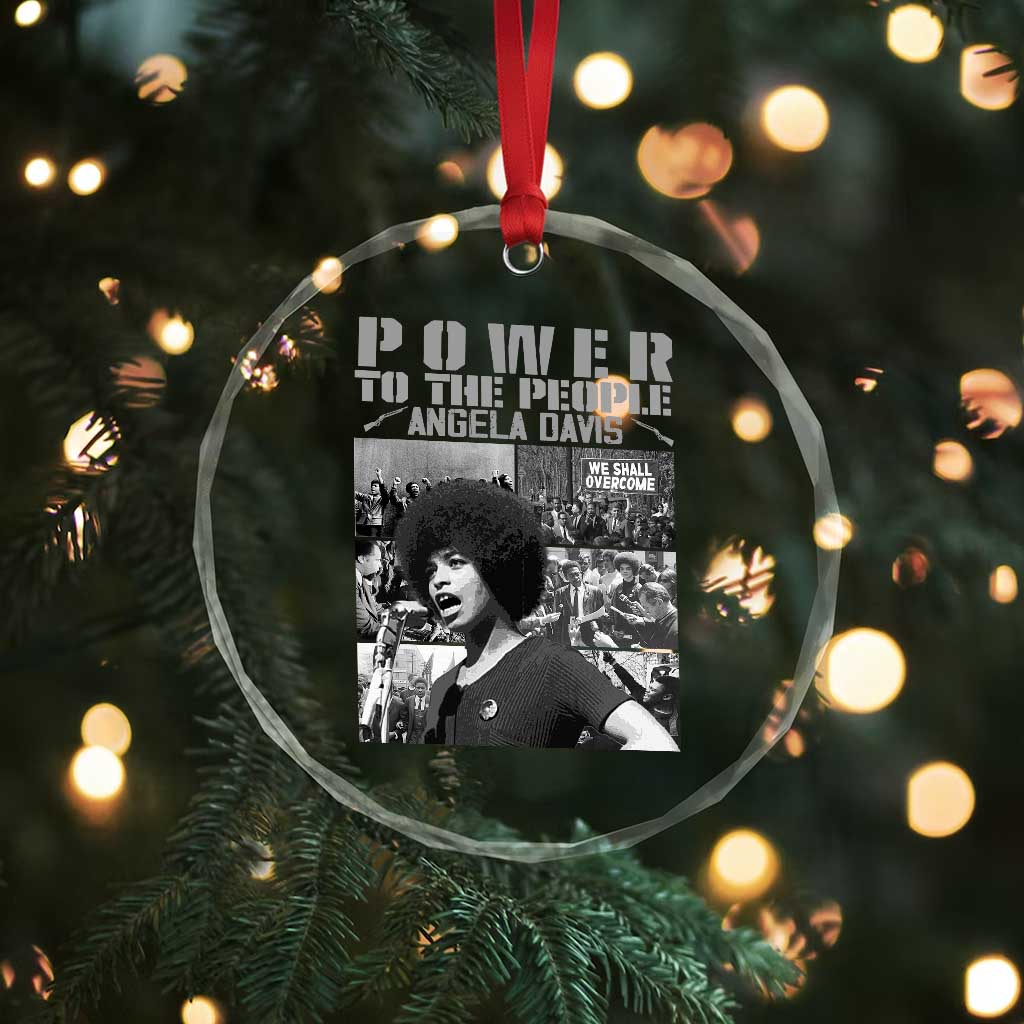 Power To The People Crystal Glass Ornament Black History Angela Davis Black Panther Party TS10
