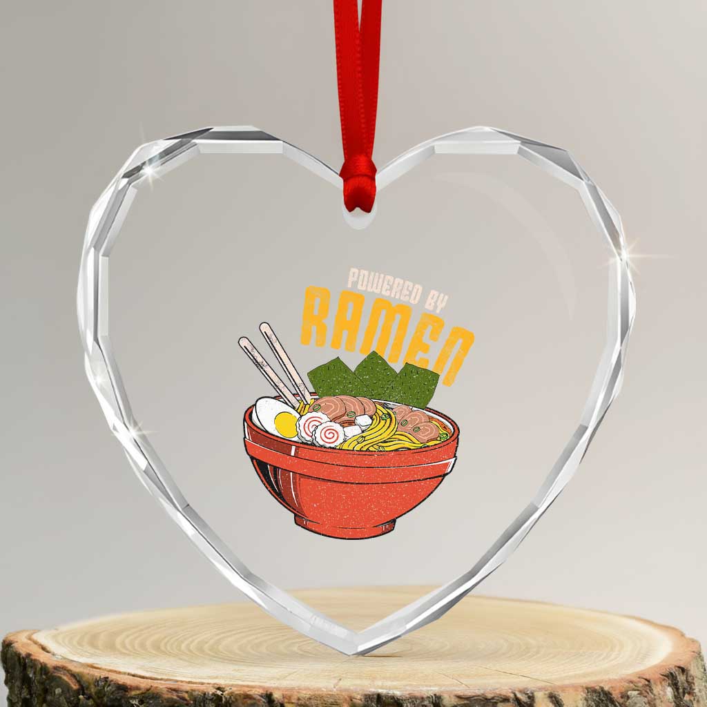 Powered by Ramen Heart Crystal Glass Ornament Japanese Love Anime Noodles - Wonder Print Shop
