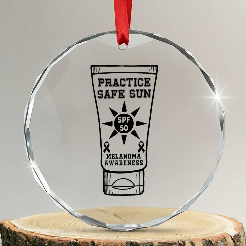 Practice Safe Sun Crystal Glass Ornament Funny Melanoma Skin Cancer Graphic