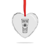 Practice Safe Sun Heart Crystal Glass Ornament Funny Melanoma Skin Cancer Graphic