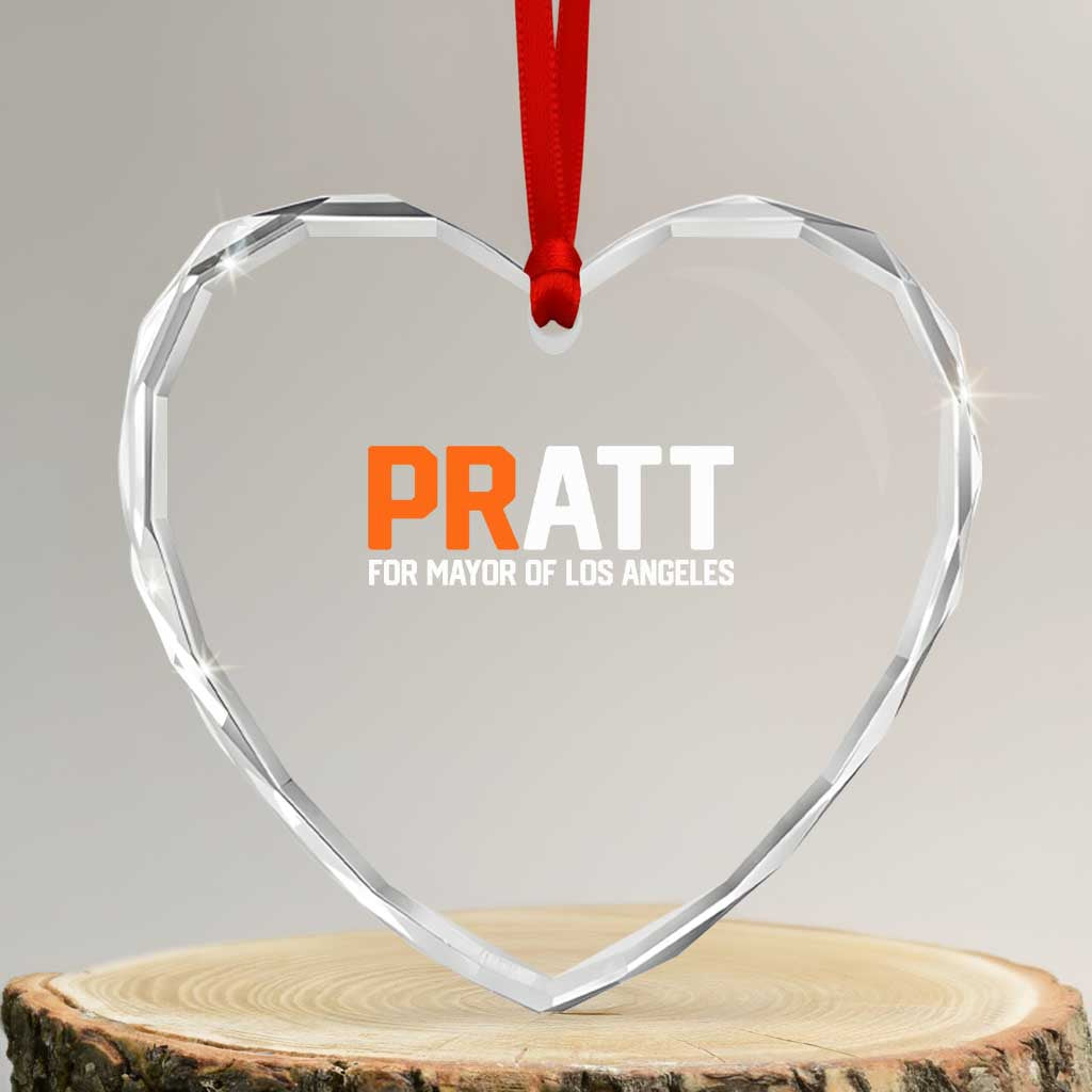 Pratt for Mayor Los Angeles Heart Crystal Glass Ornament LA City Caliornia Pride Political Campaign Supporter