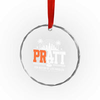 Pratt for Mayor of Los Angeles Retro Skyline Graphic Crystal Glass Ornament Support Local Leadership LA City California Pride