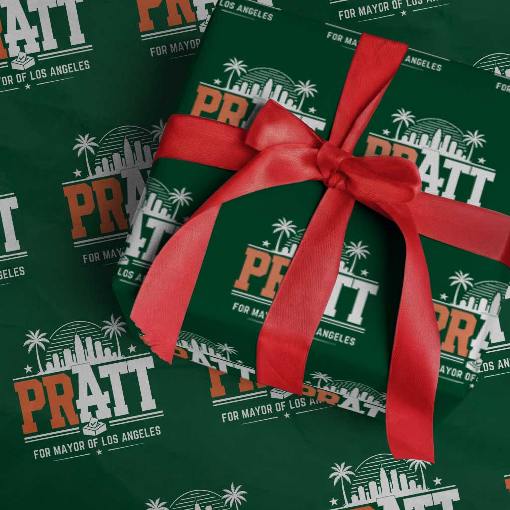 Pratt for Mayor of Los Angeles Retro Skyline Graphic Wrapping Paper Roll Support Local Leadership LA City California Pride