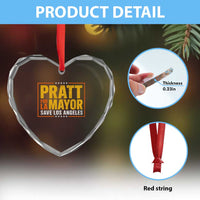 Pratt For Mayor Save Los Angeles Heart Crystal Glass Ornament Spencer Supporter