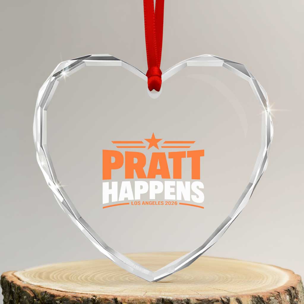 Pratt Happens Los Angeles 2026 Heart Crystal Glass Ornament Funny Political Patriotic LA City California Pride Leadership