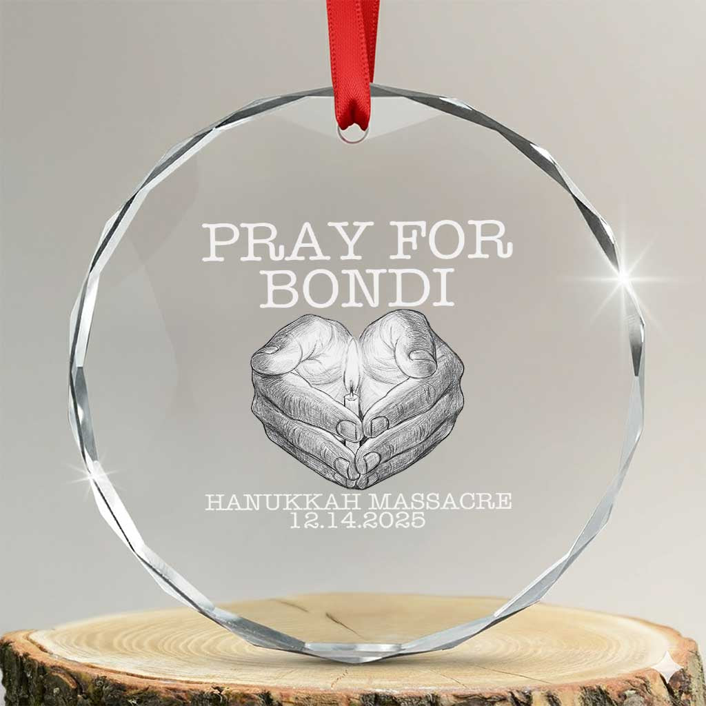 Pray for Bondi Australia Crystal Glass Ornament Hanukkah Memorial December 14 Tribute Support - Wonder Print Shop