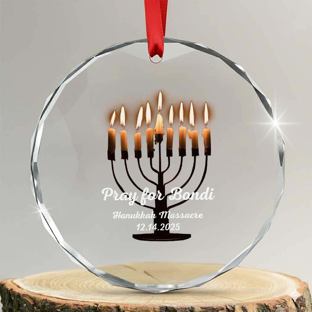 Pray for Bondi Australia Hanukkah Dec 14 2025 Crystal Glass Ornament Menorah Lights Jewish Faith Memorial - Wonder Print Shop