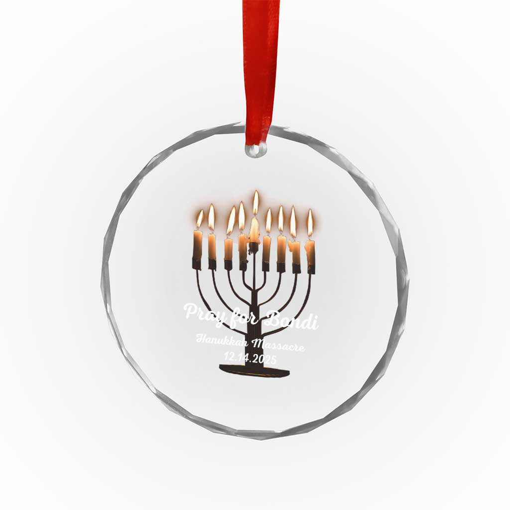 Pray for Bondi Australia Hanukkah Dec 14 2025 Crystal Glass Ornament Menorah Lights Jewish Faith Memorial - Wonder Print Shop