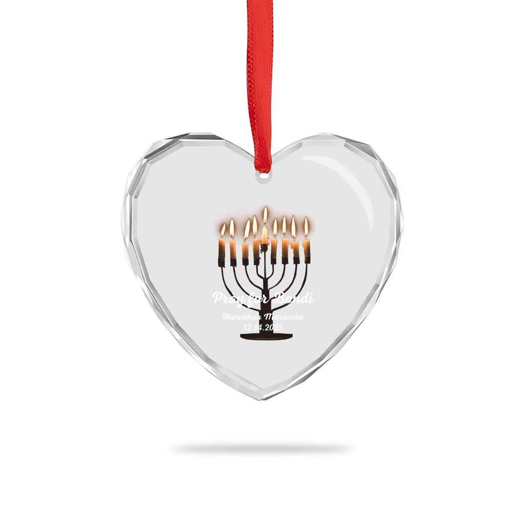 Pray for Bondi Australia Hanukkah Dec 14 2025 Heart Crystal Glass Ornament Menorah Lights Jewish Faith Memorial - Wonder Print Shop