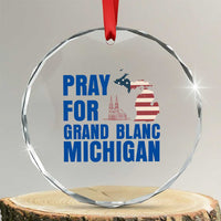Pray for Grand Blanc Michigan Crystal Glass Ornament American Flag Christian Support TS02