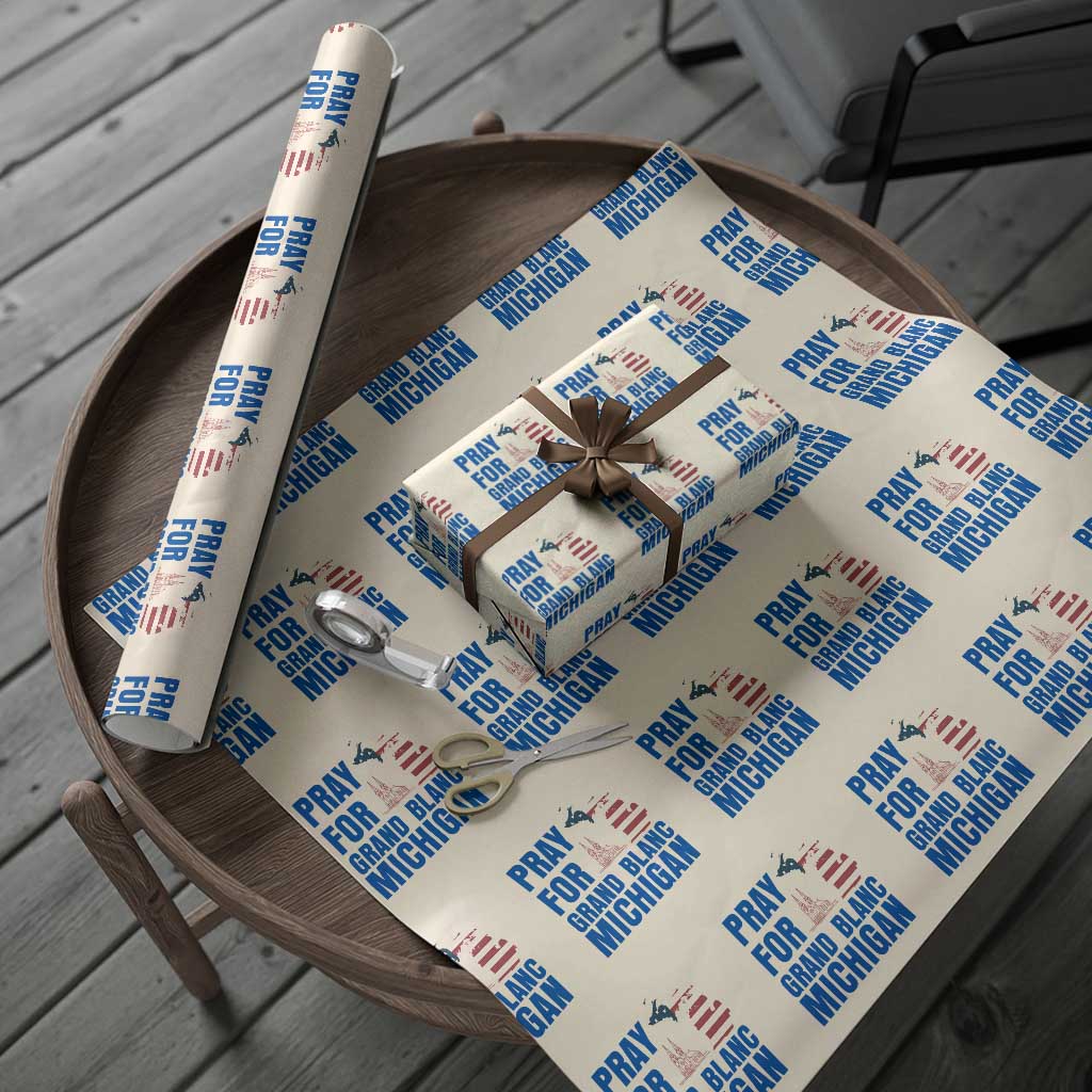 Pray for Grand Blanc Michigan Wrapping Paper Roll American Flag Christian Support - Wonder Print Shop