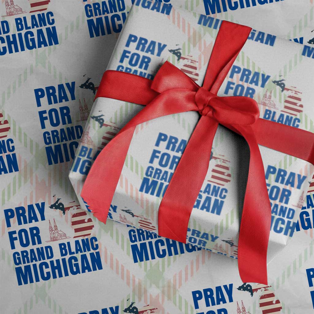 Pray for Grand Blanc Michigan Wrapping Paper Roll American Flag Christian Support - Wonder Print Shop