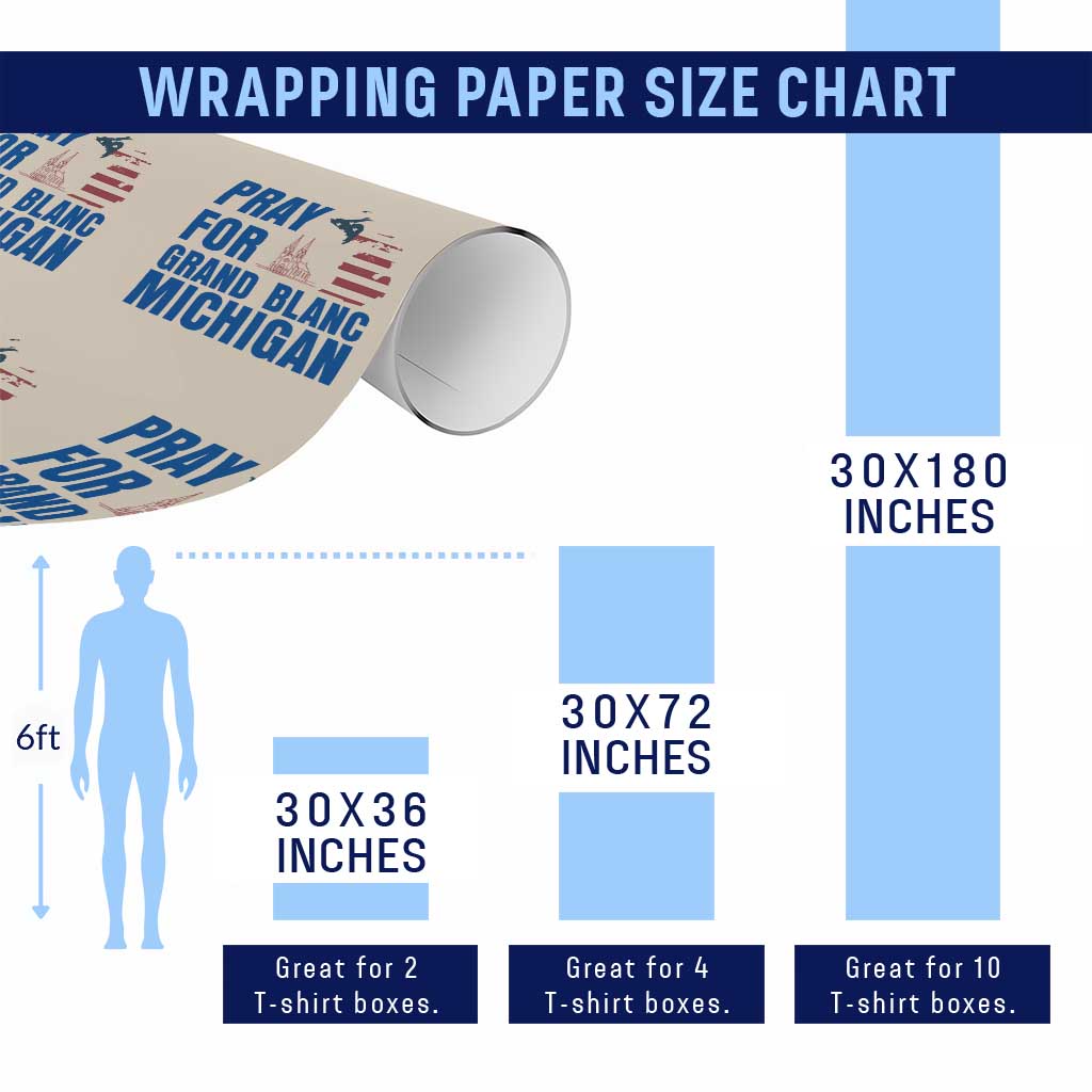 Pray for Grand Blanc Michigan Wrapping Paper Roll American Flag Christian Support - Wonder Print Shop