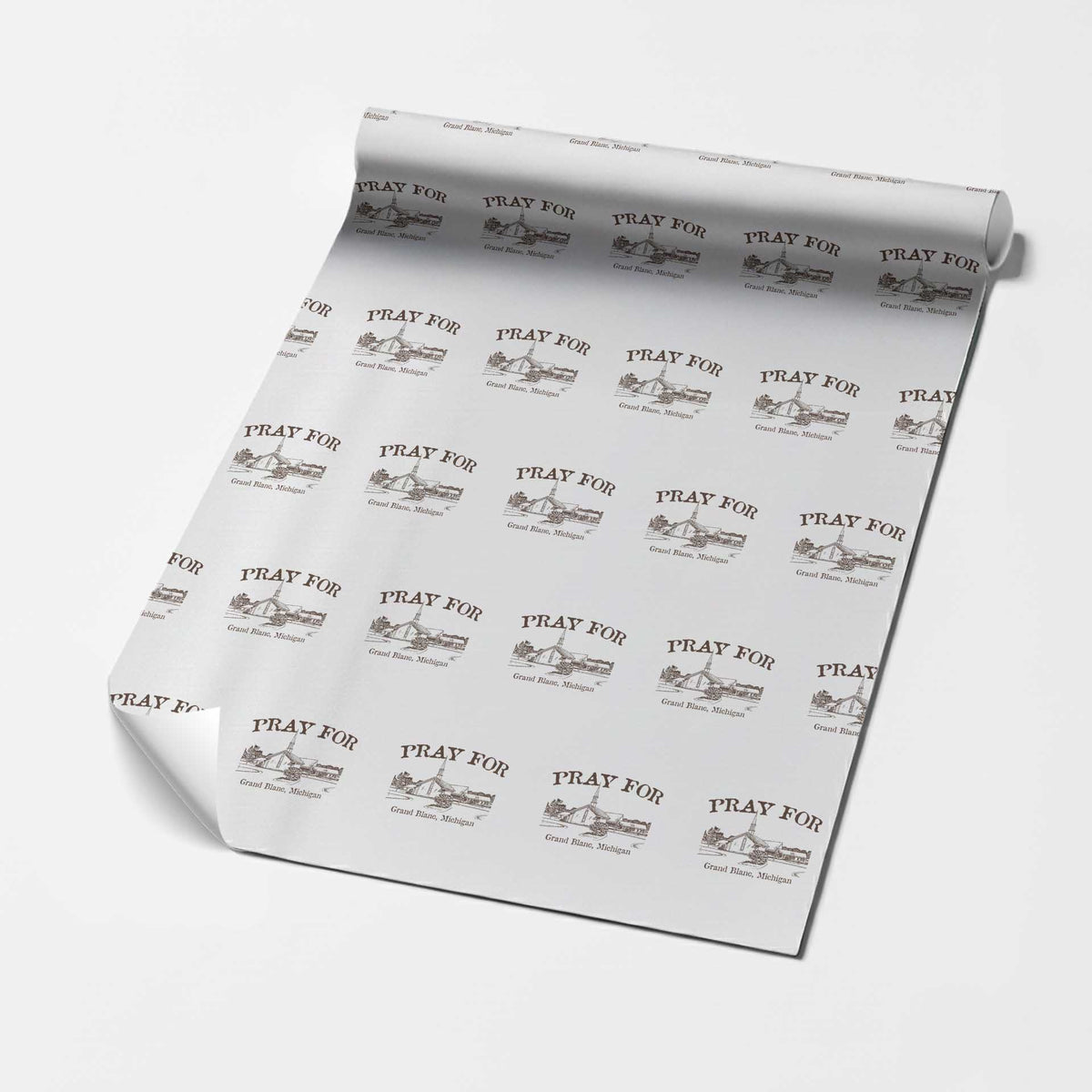 Pray for Grand Blanc Michigan Wrapping Paper Roll Vintage Church Faith Support - Wonder Print Shop
