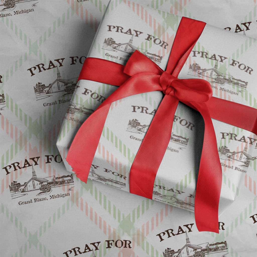 Pray for Grand Blanc Michigan Wrapping Paper Roll Vintage Church Faith Support - Wonder Print Shop
