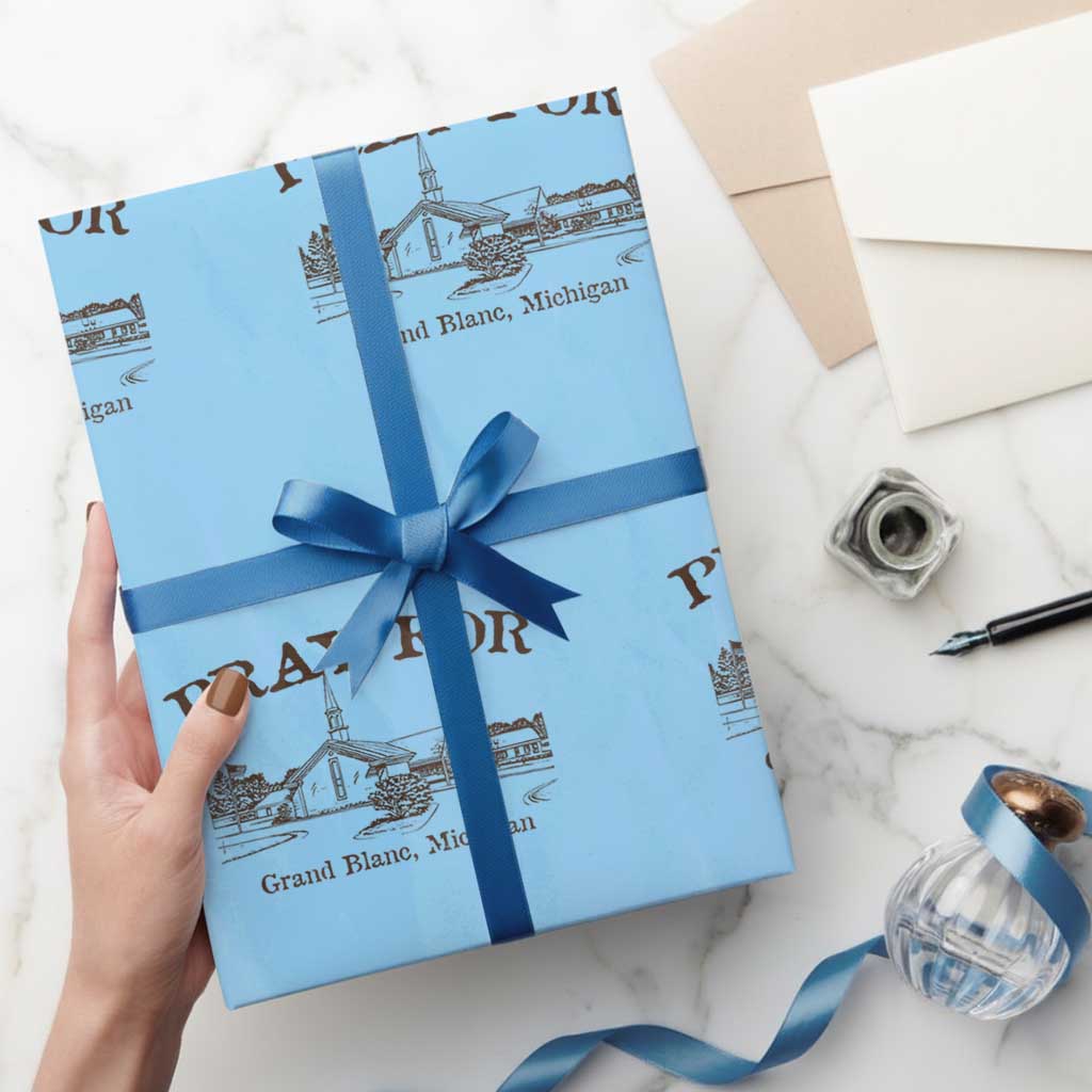 Pray for Grand Blanc Michigan Wrapping Paper Roll Vintage Church Faith Support - Wonder Print Shop
