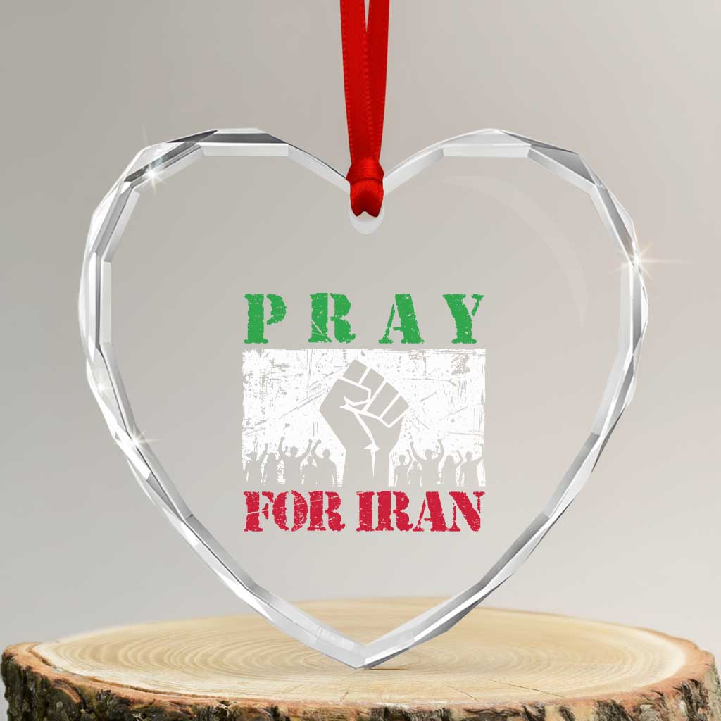 Pray For Iran Heart Crystal Glass Ornament Support Iranian People Peace