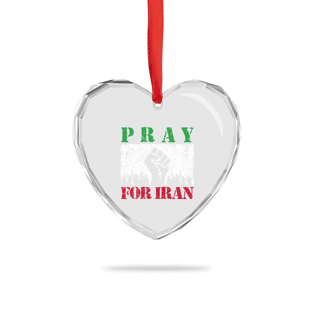 Pray For Iran Heart Crystal Glass Ornament Support Iranian People Peace