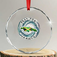 Pray For Jamaica Hurricane Support Crystal Glass Ornament Strong Island Map and Storm Graphic
