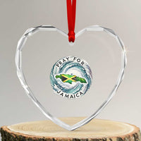 Pray For Jamaica Hurricane Support Heart Crystal Glass Ornament Strong Island Map and Storm Graphic