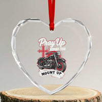Pray Up Before You Mount Up Heart Crystal Glass Ornament Christian Biker Religious Faith - Wonder Print Shop