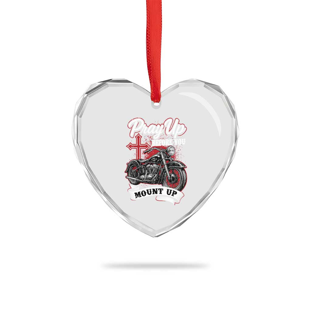 Pray Up Before You Mount Up Heart Crystal Glass Ornament Christian Biker Religious Faith - Wonder Print Shop