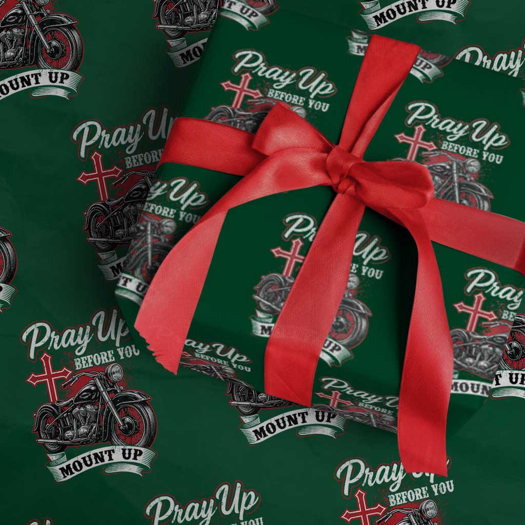 Pray Up Before You Mount Up Wrapping Paper Roll Christian Biker Religious Faith - Wonder Print Shop