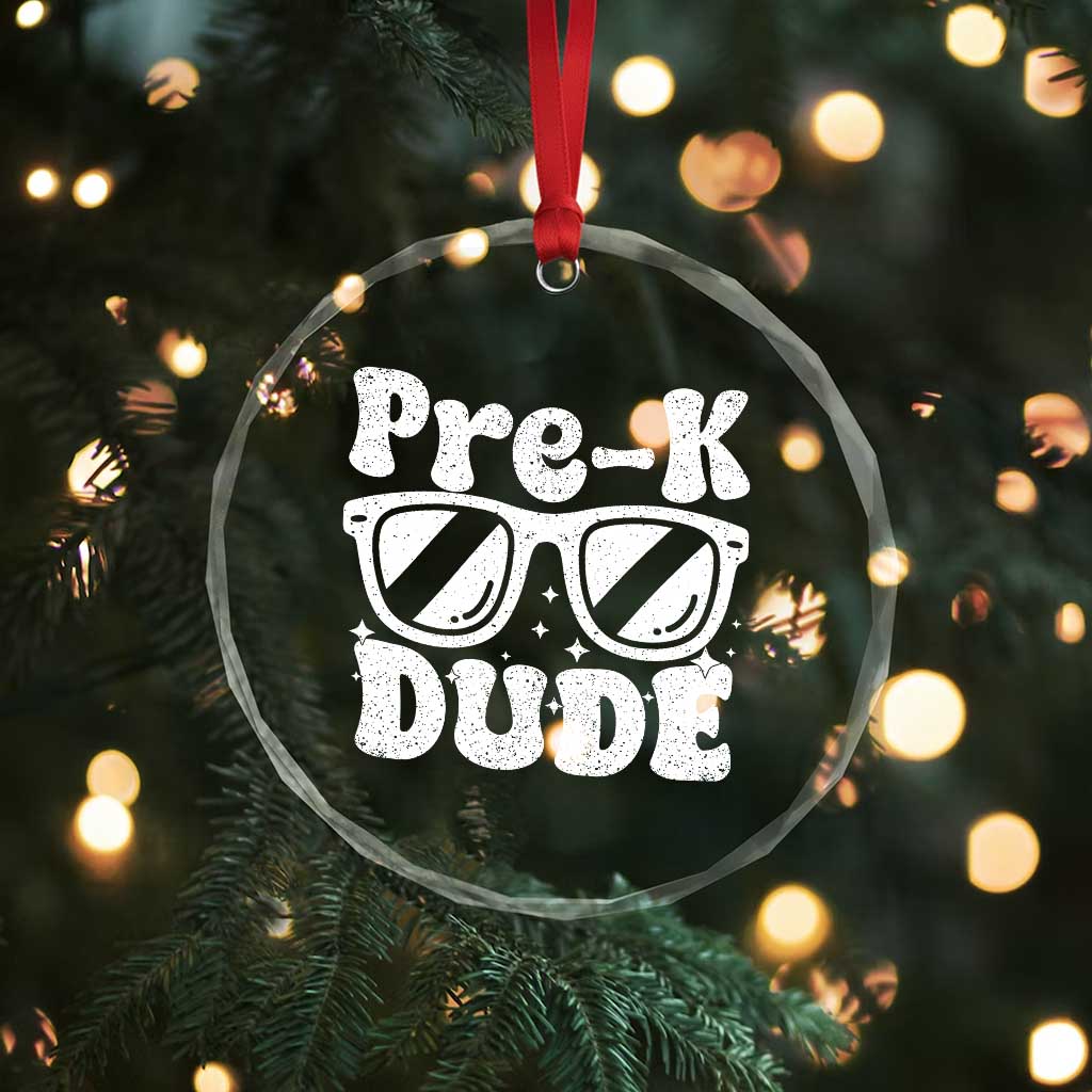 Pre-k Dude Crystal Glass Ornament Funny Back to School First Day of Preschool - Wonder Print Shop