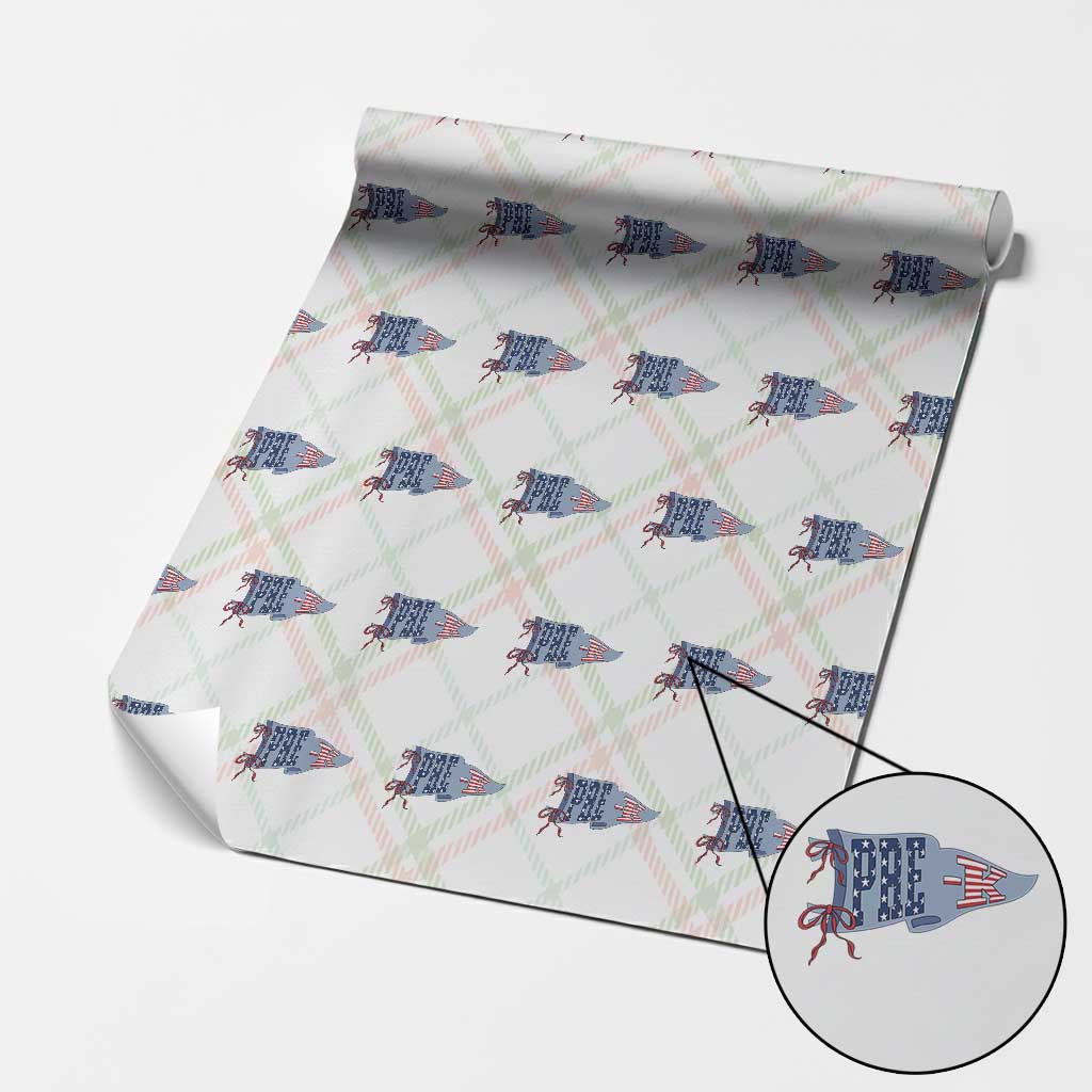 Pre-K Teacher Pennant US Flag Back to School Wrapping Paper Roll