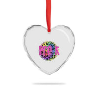 Pre-Kindergarten Neon Leopard Effect Printing Heart Crystal Glass Ornament Wild About PreK Teacher Student Gift