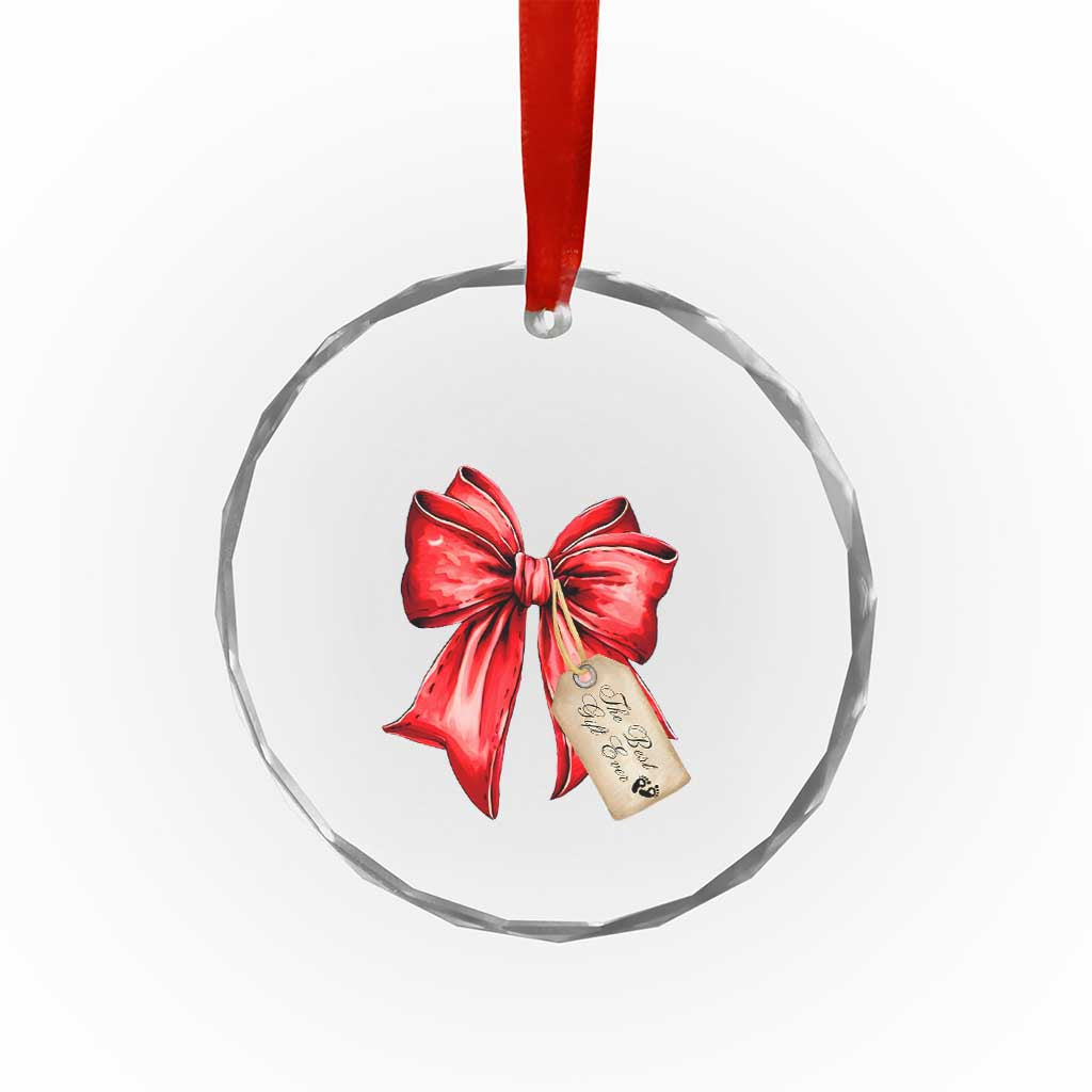 Pregnancy Announcement Crystal Glass Ornament Coquette Bow Xmas Maternity Gift TS10